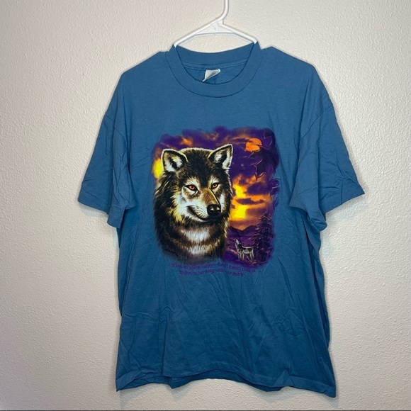 Vintage 90’s Wolf Art T-Shirt Size XL - Picture 1 of 6